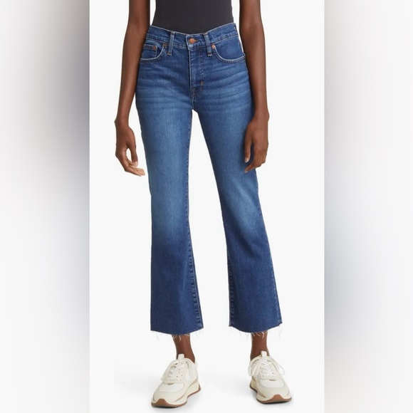 Madewell Mid Rise Kick Out Cropped Jean Size 28 in Brinton Wash - Picture 1 of 11